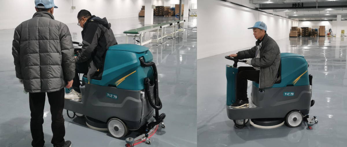 【客户案例】青岛某电子厂新厂房采购坦力TLT70驾驶式洗地机一台